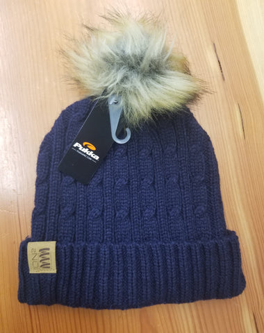 ION² Winter Hat - Cuffed Cable Knit Beanie NVY